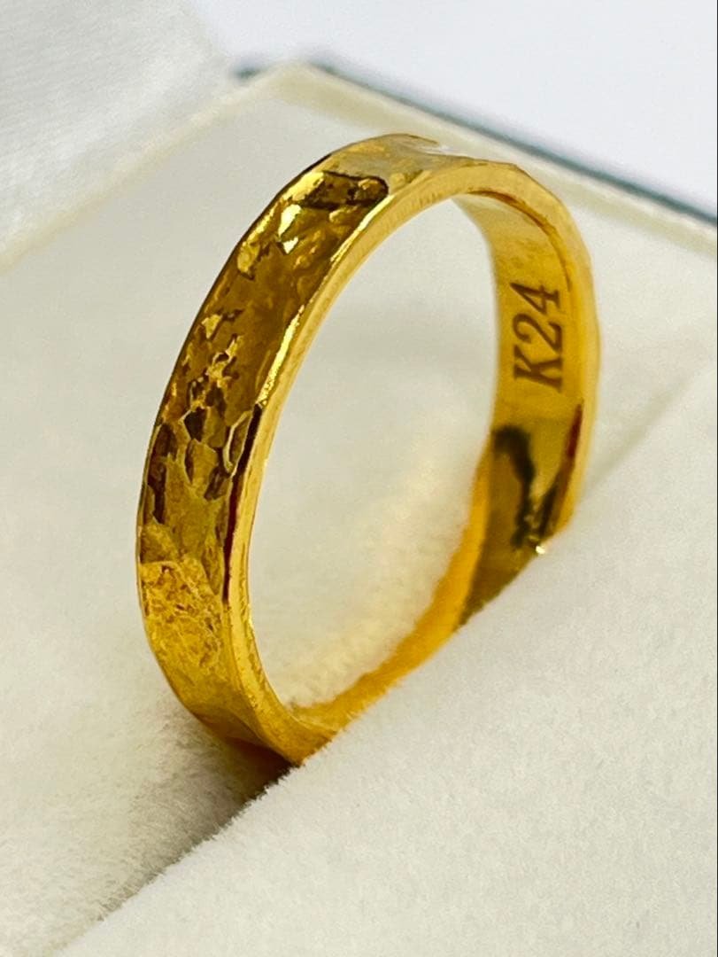 K24 純金 槌目リング 4.34g指輪 リング 刻印あり ハンドメイド