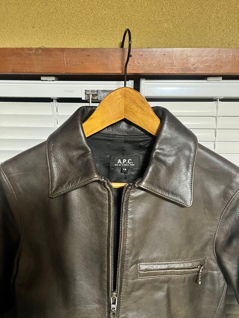 【さや様】A.P.C. ダークブラウン シングルライダース レザージャケット