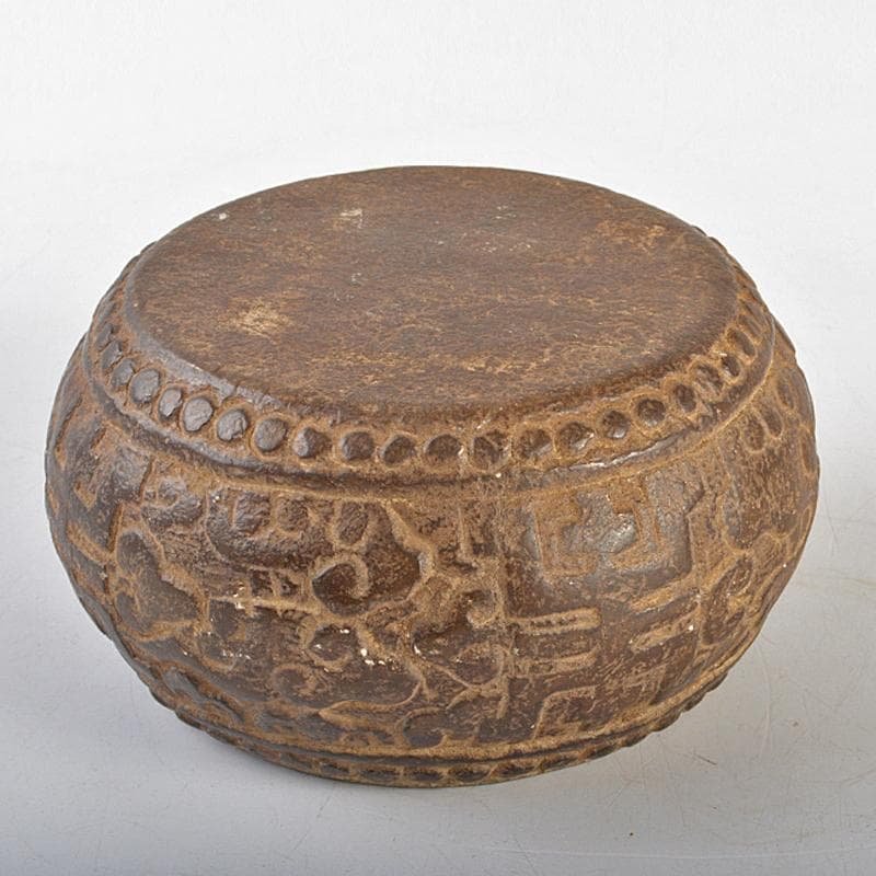 中国　書道具　太鼓形硯　端渓硯　M　R7350