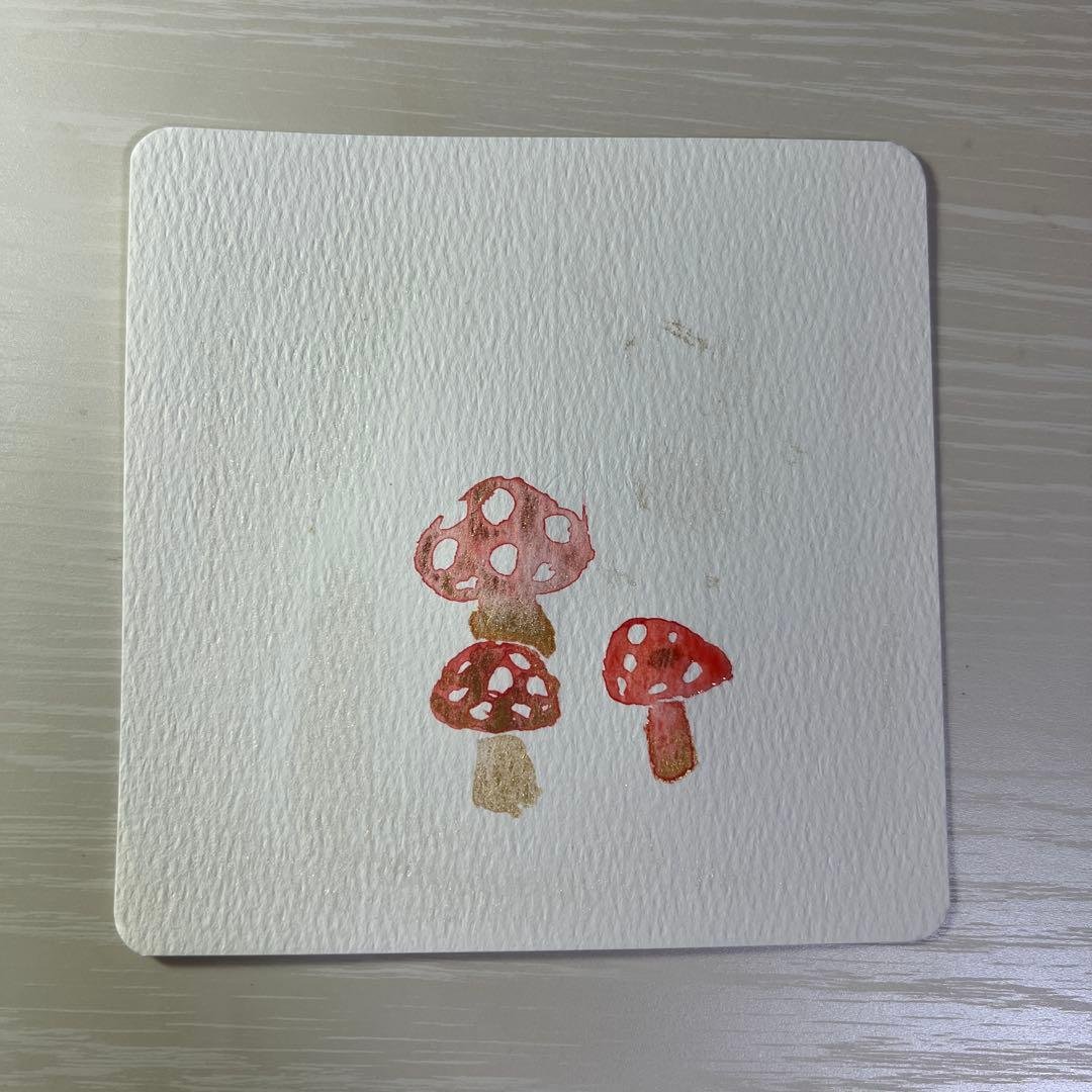 3つ子きのこの水彩画 (原画)