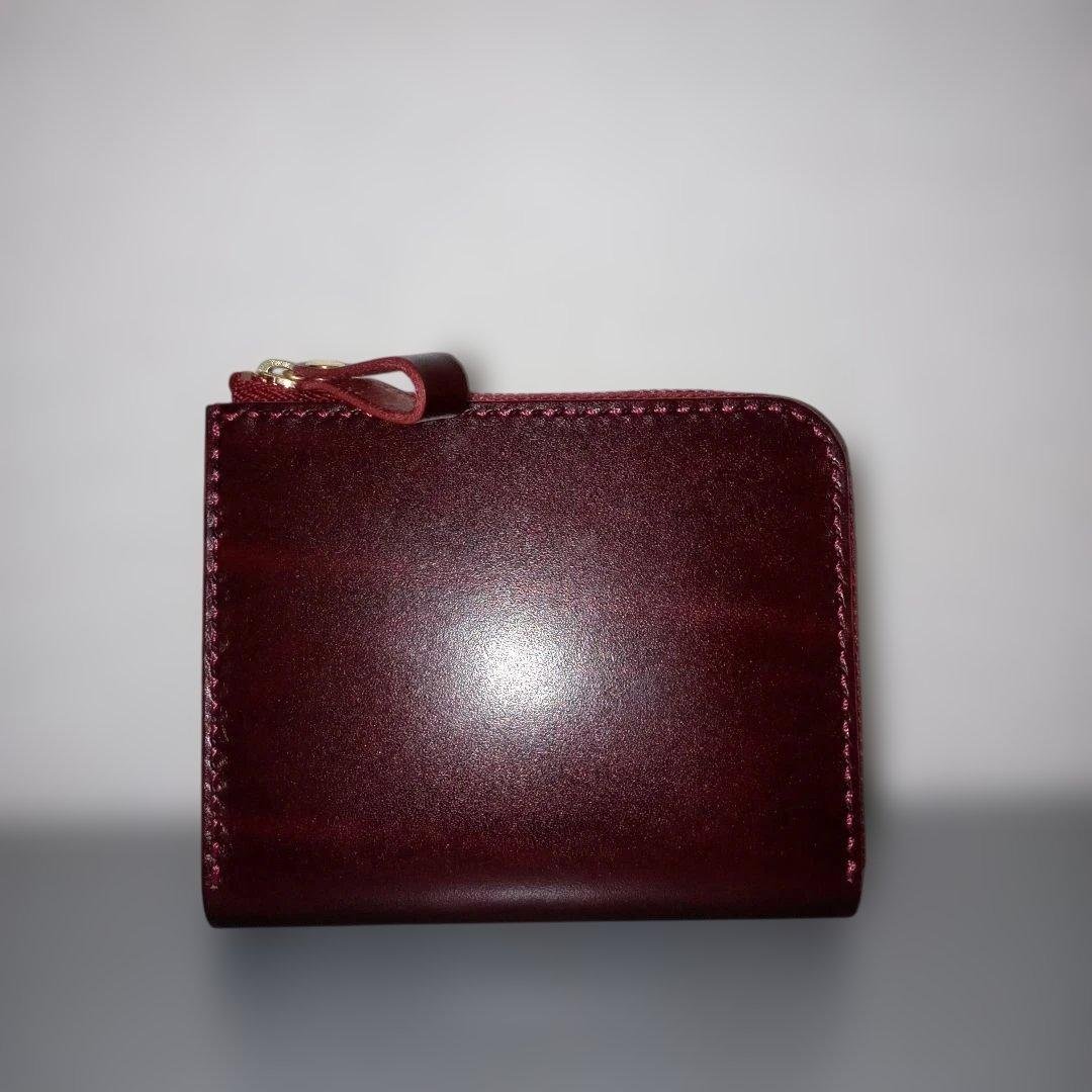 ルガトショルダー　ワイン　L字ファスナー　コンパクト財布　　栃木レザー　小銭入れ