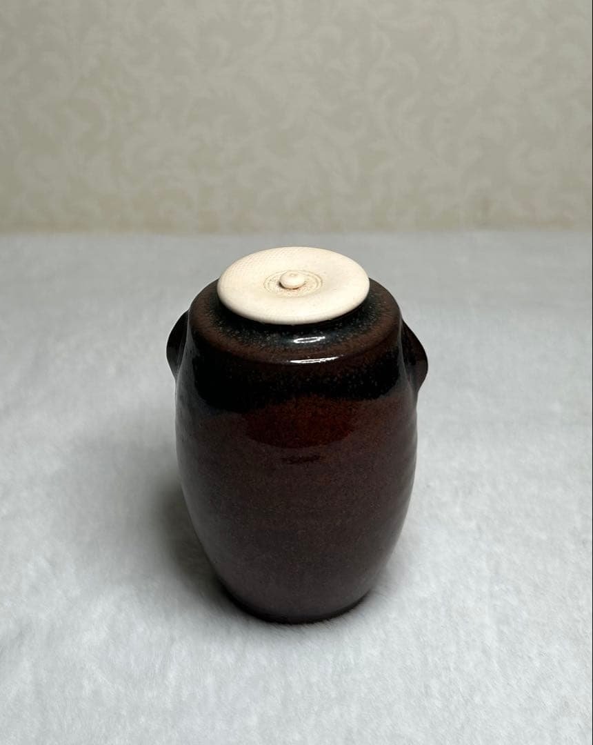 裏千家 茶道具 棗（なつめ） 陶製 在銘 蓋付 祖母使用 稽古道具