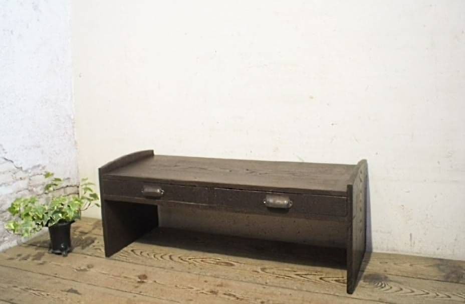 1060 アンティーク　ナラ材の文机　ローテーブル　引き出し　陳列台　レトロ