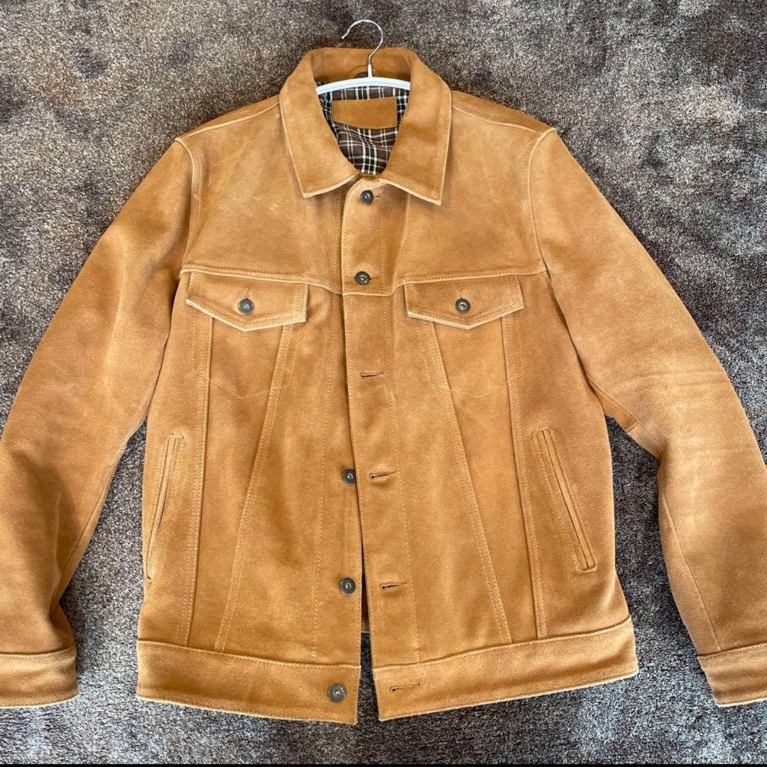 UNKNOWN スエード トラッカー ジャケット 月桂樹ボタン 2XL 牛革