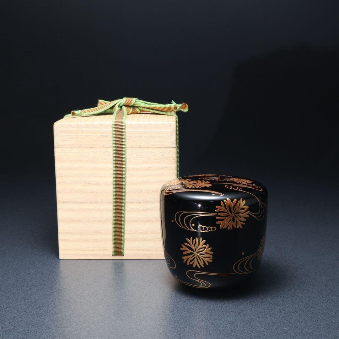 棗　光琳波に海松蒔絵　内銀仕上げ　金蒔絵　夏　R1415お10