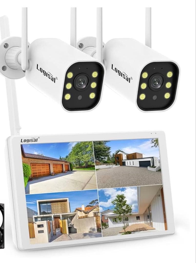 【500万画素・信号強化】防犯カメラ 屋外 2台 モニター付き ワイヤレス