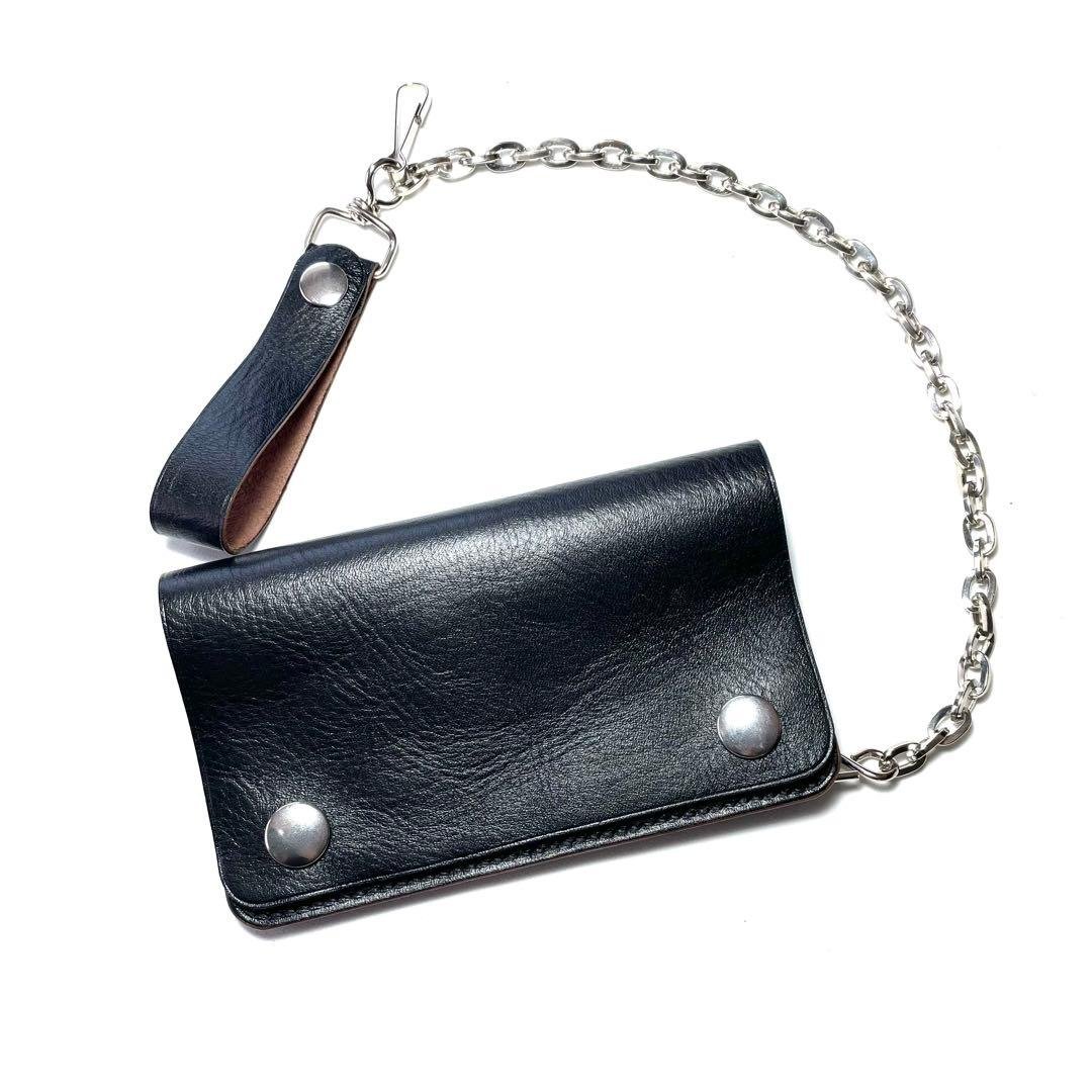 ミドルトラッカーウォレット　ホースハイド　デッドストックジッパー　前面ポケット